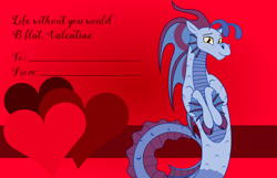 Size: 3156x2028 | Tagged: safe, artist:badumsquish, derpibooru exclusive, imported from derpibooru, oc, oc only, oc:tremolo stipple, siren, freckles, heart, holiday, looking at you, male, music pun, pun, show accurate, siren oc, smiling, solo, valentine, valentine's day, valentine's day card