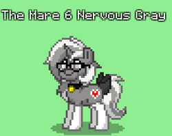 Size: 544x428 | Tagged: safe, imported from derpibooru, oc, oc:nervous gray, pony, unicorn, pony town, bow, clothes, dergunstown, female, glasses, mare, socks