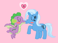 Size: 625x459 | Tagged: safe, artist:drypony198, imported from derpibooru, spike, trixie, dragon, female, heart, kissing, male, shipping, spixie, straight, winged spike, wings