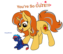 Size: 3000x2585 | Tagged: safe, artist:aaathebap, imported from derpibooru, oc, oc only, oc:centreus feathers, oc:cinderheart, dracony, dragon, hybrid, pony, adorable distress, commission, cute, duo, female, grumpy, heart, heart eyes, high res, lesbian, mare, micro, shrunk, simple background, sitting, transparent background, wingding eyes