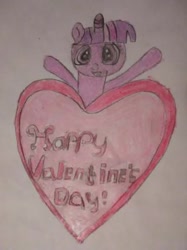 Size: 319x426 | Tagged: safe, imported from derpibooru, twilight sparkle, pony, heart, holiday, love, traditional art, valentine's day