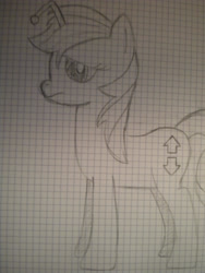 Size: 2121x2828 | Tagged: safe, artist:shawnyall, imported from derpibooru, oc, oc only, oc:apathia, pony, unicorn, cutie mark, downvote, female, graph paper, grayscale, mare, monochrome, reddit, traditional art, upvote