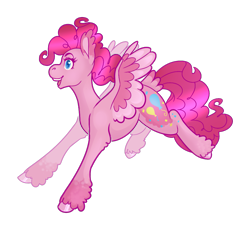 Size: 2547x2343 | Tagged: safe, artist:shanawgoddess, imported from derpibooru, pinkie pie, pegasus, pony, leak, spoiler:g5, female, g5, g5 concept leak style, g5 concept leaks, happy, mare, pegasus pinkie pie, pinkie pie (g5 concept leak), pinkie pie (g5), race swap, simple background, smiling, solo, spread wings, transparent background, unshorn fetlocks, wings