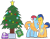 Size: 2769x2165 | Tagged: safe, artist:chrzanek97, imported from derpibooru, flash sentry, oc, oc:harmony star, alicorn, alicorn oc, christmas, christmas tree, duo, hat, holiday, horn, hug, present, santa hat, shield, simple background, transparent background, tree, winghug