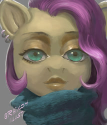 Size: 684x800 | Tagged: safe, artist:grissaecrim, artist:raikoh, imported from derpibooru, fluttershy, anthro, creepy, creepy face, female, solo, uncanny valley