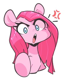 Size: 813x945 | Tagged: safe, artist:sourspot, imported from derpibooru, pinkie pie, earth pony, pony, bust, cross-popping veins, cute, cuteamena, diapinkes, female, looking at you, mare, open mouth, pinkamena diane pie, simple background, solo, white background