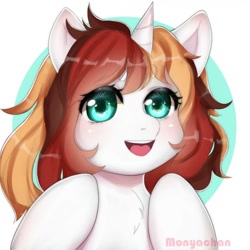 Size: 700x700 | Tagged: safe, artist:monyachan, imported from derpibooru, oc, oc only, oc:scarlet serenade, pony, unicorn, cute, female, happy, mare, smiling, solo