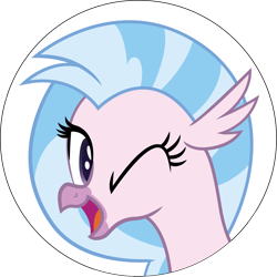Size: 1000x1000 | Tagged: safe, artist:andrevus, derpibooru exclusive, imported from derpibooru, silverstream, classical hippogriff, hippogriff, cute, diastreamies, female, icon, one eye closed, simple background, solo, transparent background, wink, winking at you