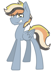 Size: 1289x1781 | Tagged: safe, artist:mcwolfity, imported from derpibooru, oc, unnamed oc, pegasus, pony, eye clipping through hair, offspring, parent:dumbbell, parent:rainbow dash, parents:dumbdash, simple background, smiling, smirk, solo, white background