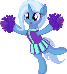 Size: 6188x6832 | Tagged: safe, artist:cyanlightning, imported from derpibooru, trixie, pony, unicorn, 2 4 6 greaaat, .svg available, absurd resolution, bipedal, cheerleader, cheerleader trixie, clothes, cute, diatrixes, ear fluff, female, mare, pleated skirt, pom pom, simple background, skirt, smiling, solo, transparent background, vector