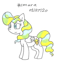 Size: 876x927 | Tagged: safe, artist:cmara, imported from derpibooru, vapor trail, pegasus, pony, female, mare, simple background, solo, traditional art, white background