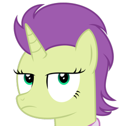 Size: 1000x1000 | Tagged: safe, artist:devfield, imported from derpibooru, oc, oc only, oc:sky spark, pony, unicorn, bust, clothes, female, frown, green eyes, looking at you, mare, portrait, purple hair, scarf, show accurate, simple background, solo, transparent background, unamused, vector