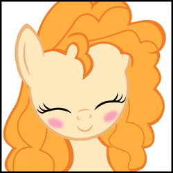 Size: 1600x1600 | Tagged: safe, artist:mrkat7214, imported from derpibooru, pear butter, earth pony, pony, blushing, cute, eyes closed, female, simple background, smiling, solo, white background