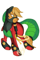 Size: 2400x3600 | Tagged: safe, artist:kenisu-of-dragons, imported from derpibooru, applejack, mistress marevelous, pony, clothes, costume, dynamic pose, female, lasso, power ponies, rope, serious, serious face, simple background, solo, transparent background