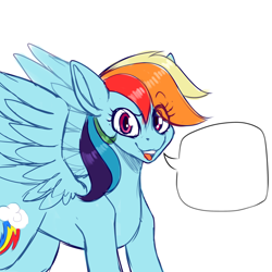 Size: 3000x3000 | Tagged: safe, artist:tuzz-arts, imported from derpibooru, rainbow dash, pegasus, pony, female, open mouth, simple background, solo, speech bubble