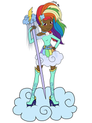 Size: 2000x2667 | Tagged: safe, artist:onlymeequestrian, imported from derpibooru, rainbow dash, human, equestria girls, dark skin, electric dash, female, humanized, simple background, solo, transparent background