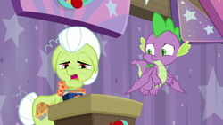 Size: 1920x1080 | Tagged: safe, imported from derpibooru, screencap, granny smith, spike, dragon, a trivial pursuit, winged spike, wings