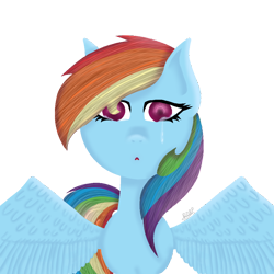 Size: 1000x1000 | Tagged: safe, artist:asiandra dash, artist:rainbow dash is best pony, imported from derpibooru, rainbow dash, pegasus, pony, crying, crying inside, sad, simple background, staring at you, transparent background