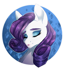 Size: 1024x1185 | Tagged: safe, artist:aineveri, artist:ashen-soul, imported from derpibooru, rarity, pony, bust, eyes closed, eyeshadow, female, lipstick, makeup, mare, missing horn, simple background, smiling, solo, transparent background