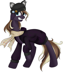 Size: 1553x1776 | Tagged: safe, artist:weird--fish, imported from derpibooru, oc, oc only, oc:fractal, pony, clothes, coat, hat, ponified, scarf, simple background, solo, transparent background