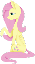 Size: 1317x2397 | Tagged: safe, artist:sychia, imported from derpibooru, fluttershy, pegasus, pony, female, folded wings, mare, outline, profile, raised hoof, simple background, sitting, solo, transparent background, white outline, wings