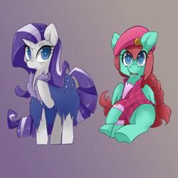 Size: 1000x1000 | Tagged: safe, artist:starlightspark, imported from derpibooru, rarity, oc, oc:sundial, crisis equestria, older, older rarity