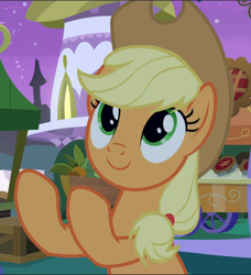 Size: 858x941 | Tagged: safe, imported from derpibooru, screencap, applejack, earth pony, pony, the summer sun setback, cropped, cute, female, jackabetes, mare, smiling, solo