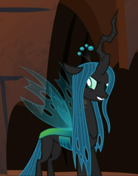 Size: 552x699 | Tagged: safe, imported from derpibooru, screencap, queen chrysalis, pony, the summer sun setback, cropped, evil grin, female, grin, smiling, solo