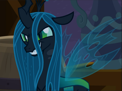 Size: 1257x940 | Tagged: safe, imported from derpibooru, screencap, queen chrysalis, pony, the summer sun setback, cropped, evil grin, female, grin, sinister, smiling, solo