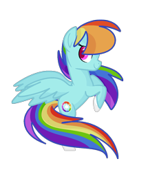 Size: 978x1139 | Tagged: safe, artist:andromedasparkz, imported from derpibooru, rainbow dash, pegasus, pony, leak, spoiler:g5, female, g5, g5 concept leak style, g5 concept leaks, hooves, mare, rainbow dash (g5 concept leak), rainbow dash (g5), rearing, redesign, simple background, smiling, smirk, solo, spread wings, transparent background, wings