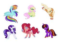 Size: 2821x2125 | Tagged: safe, artist:andromedasparkz, imported from derpibooru, applejack, fluttershy, pinkie pie, rainbow dash, rarity, twilight sparkle, earth pony, pegasus, pony, unicorn, leak, spoiler:g5, applejack (g5 concept leak), applejack (g5), coat markings, female, fluttershy (g5 concept leak), fluttershy (g5), g5, g5 concept leak style, g5 concept leaks, hooves, mane six, mane six (g5), mare, pinkie pie (g5 concept leak), pinkie pie (g5), rainbow dash (g5 concept leak), rainbow dash (g5), rarity (g5 concept leak), rarity (g5), rearing, redesign, simple background, smiling, smirk, spread wings, transparent background, twilight sparkle (g5 concept leak), twilight sparkle (g5), wings