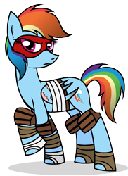 Size: 908x1244 | Tagged: safe, artist:mlptmntdisneykauane, imported from derpibooru, rainbow dash, pegasus, pony, badass, crossover, female, folded wings, mare, mask, raised hoof, raphael, simple background, solo, teenage mutant ninja turtles, transparent background, weapon, wings
