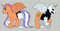 Size: 2508x1301 | Tagged: safe, artist:chili19, imported from derpibooru, oc, oc only, oc:olivia sky, alicorn, pony, undead, zombie, zombie pony, alicorn oc, duo, female, horn, mare