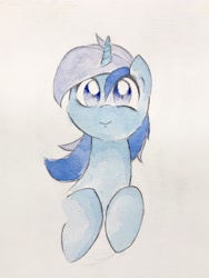 Size: 2507x3342 | Tagged: safe, artist:papersurgery, imported from derpibooru, minuette, pony, unicorn, bust, female, smiling, solo, traditional art, watercolor painting