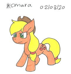 Size: 816x844 | Tagged: safe, artist:cmara, imported from derpibooru, applejack, earth pony, pony, applejack's hat, cowboy hat, female, hat, simple background, smiling, smirk, solo, traditional art, white background