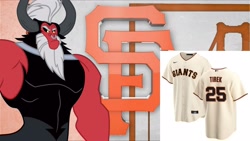 Size: 2289x1288 | Tagged: safe, deleted from derpibooru, imported from derpibooru, lord tirek, centaur, baseball, clothes, jersey, merchandise, merchandising, mlb, san francisco giants, sports