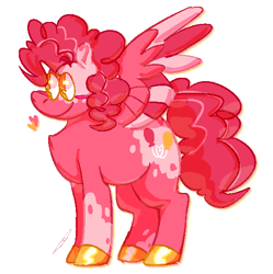 Size: 538x540 | Tagged: safe, artist:peechpunk, imported from derpibooru, pinkie pie, pegasus, pony, leak, spoiler:g5, female, g5, g5 concept leak style, g5 concept leaks, hooves, mare, pegasus pinkie pie, pinkie pie (g5 concept leak), pinkie pie (g5), race swap, simple background, smiling, solo, transparent background