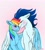 Size: 1280x1431 | Tagged: safe, artist:bella-pink-savage, artist:bellbell123, imported from derpibooru, rainbow dash, soarin', pegasus, pony, blushing, cute, dashabetes, duo, female, hug, male, mare, shipping, simple background, soarindash, stallion, straight, winghug, wings