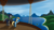 Size: 1920x1080 | Tagged: safe, artist:shadow blaze, imported from derpibooru, oc, oc only, oc:skydreams, oc:zephyr, oc:zephyr sunrise, pegasus, pony, unicorn, airship, commission, duo, female, lake, mare, mountain, royal equestrian skyguard, scenery