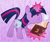 Size: 1053x882 | Tagged: safe, artist:silentazrael, imported from derpibooru, twilight sparkle, pony, unicorn, bag, beady eyes, book, breath, cute, female, glowing horn, horn, magic, mare, paper pony, saddle bag, solo, spell, twiabetes, unicorn twilight, visible breath