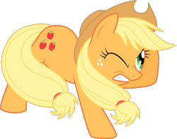 Size: 981x770 | Tagged: safe, artist:silentazrael, imported from derpibooru, applejack, earth pony, pony, female, mare, one eye closed, simple background, solo, transparent background, vector