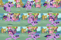 Size: 2067x1356 | Tagged: safe, edit, edited screencap, imported from derpibooru, screencap, spike, twilight sparkle, alicorn, dragon, pony, castle sweet castle, crashlight, cropped, discovery family logo, dragons riding ponies, drama, duo, faceplant, female, flying fail, majestic as fuck, mare, metaphor, op is a duck, riding, spike riding twilight, twilight sparkle (alicorn), wing pull