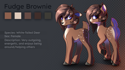 Size: 5760x3240 | Tagged: safe, artist:cherry pop, imported from derpibooru, oc, oc only, oc:fudge brownie, deer, butt, cute, female, floppy ears, plot, reference sheet, subsurface scattering