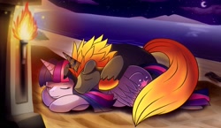 Size: 2000x1162 | Tagged: safe, artist:vavacung, imported from derpibooru, twilight sparkle, oc, oc:shadowed ember, alicorn, pony, unicorn, twilight sparkle (alicorn)
