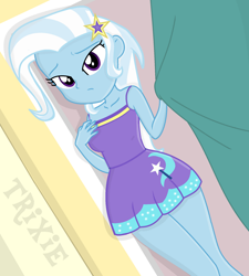 Size: 1024x1137 | Tagged: safe, artist:charliexe, artist:grapefruitface1, artist:yaya54320bases, imported from derpibooru, trixie, equestria girls, base used, clothes, cute, diatrixes, dress, female, legs, looking at you, minidress, nightgown, show accurate, solo, thighs