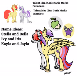 Size: 2048x2048 | Tagged: safe, artist:rmv-art, imported from derpibooru, bright mac, twilight velvet, oc, oc:ivy and iris, earth pony, pegasus, pony, unicorn, brightvelvet, conjoined, conjoined twins, female, hair over eyes, infidelity, lol, male, offspring, parent:bright mac, parent:twilight velvet, parents:brightvelvet, shipping, simple background, straight, white background