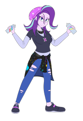 Size: 1280x1859 | Tagged: safe, artist:jase1505, imported from derpibooru, starlight glimmer, equestria girls, beanie, female, hat, reference, ripped jeans, simple background, smiling, smirk, solo, spray can, torn jeans, transparent background