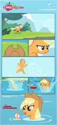 Size: 1919x4225 | Tagged: safe, artist:estories, imported from derpibooru, applejack, earth pony, pony, comic:a(pple)ffection, bracelet, comic, diving, female, jewelry, solo, vector, water, wet mane