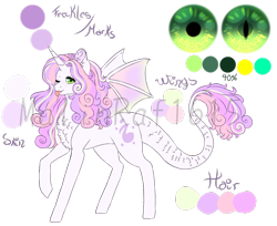 Size: 998x815 | Tagged: safe, artist:malinraf1615, imported from derpibooru, oc, oc only, oc:crytal song belle, dracony, hybrid, chest fluff, color palette, cute, dragon eyes, eye, eyes, female, interspecies offspring, offspring, one eye closed, parent:spike, parent:sweetie belle, parents:spikebelle, reference sheet, simple background, solo, tongue out, transparent background, watermark, wink