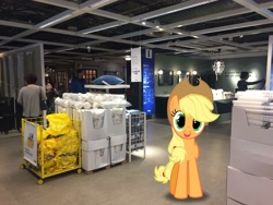 Size: 3264x2448 | Tagged: safe, edit, editor:topsangtheman, imported from derpibooru, vector edit, applejack, earth pony, pony, ikea, irl, looking at you, photo, ponies in real life, vector